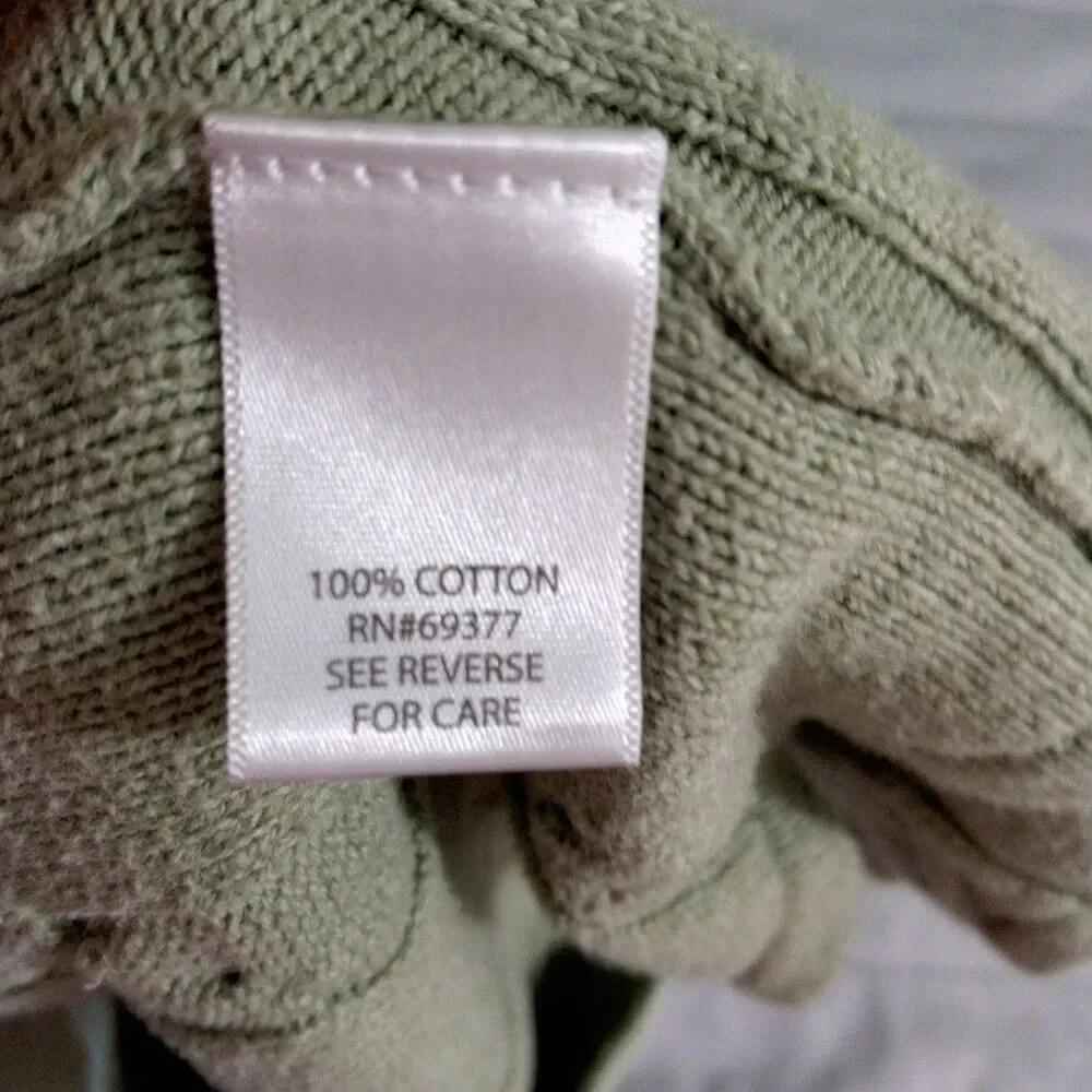 Croft & Barrow Womens Large Cardigan Sweater Green 1/4 Button V Neck 3/4 Sleeve - Picture 8 of 9